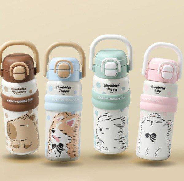 فلاسک دو حالته دسته‌دار طرح حیوانات هپی درینک کاپ (Happy Drink Cup)